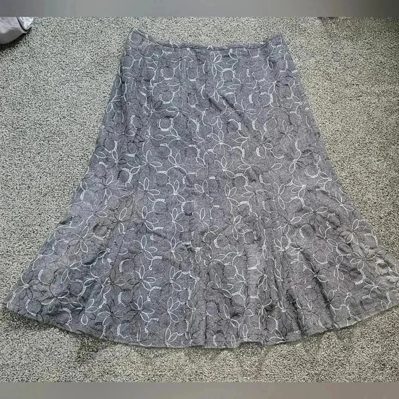 VTG Robert Kitchen Hight waisted Embroidered Godet floral skirt sz 12 - Picture 3 of 6